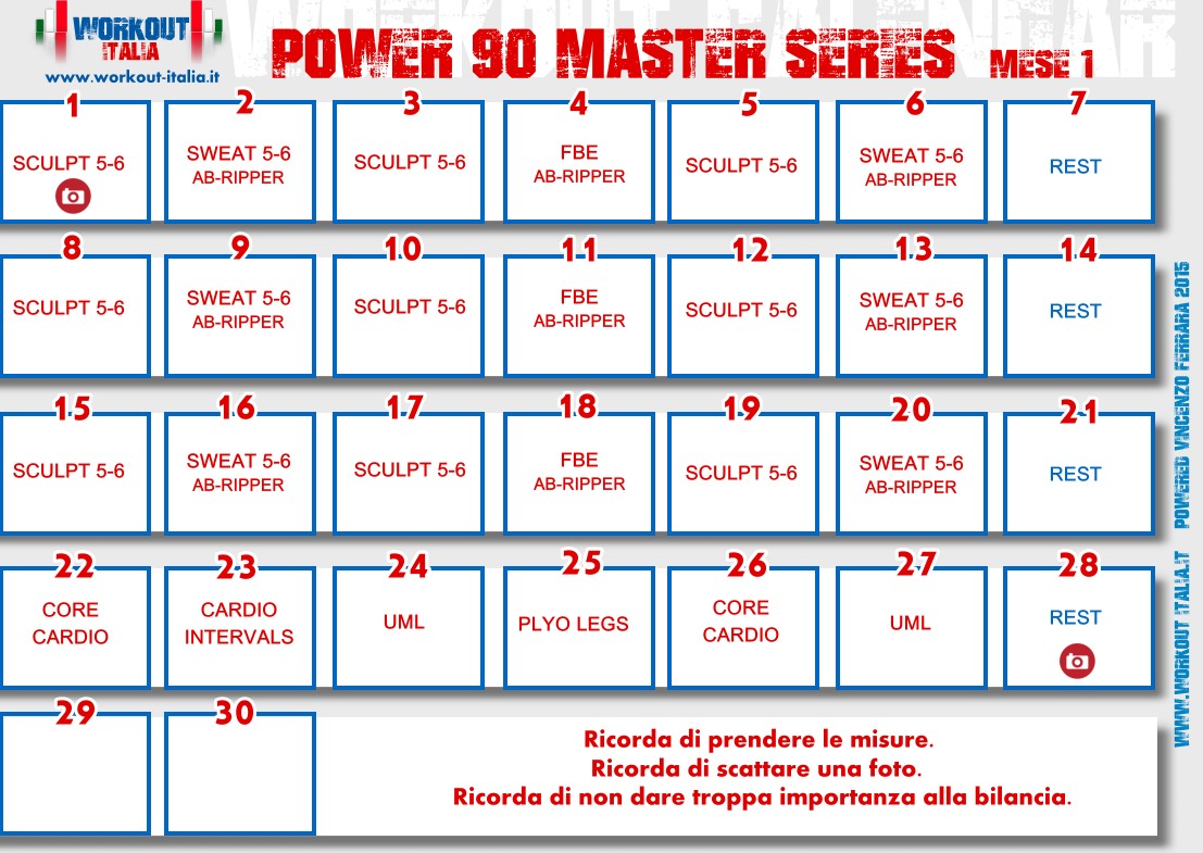 6 Day Power 90 Workout Schedule for push your ABS