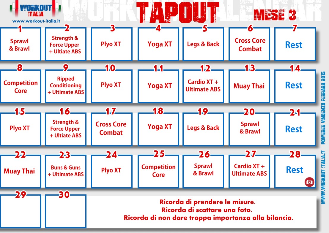 5 Day Tapout Calendar Workout for Women