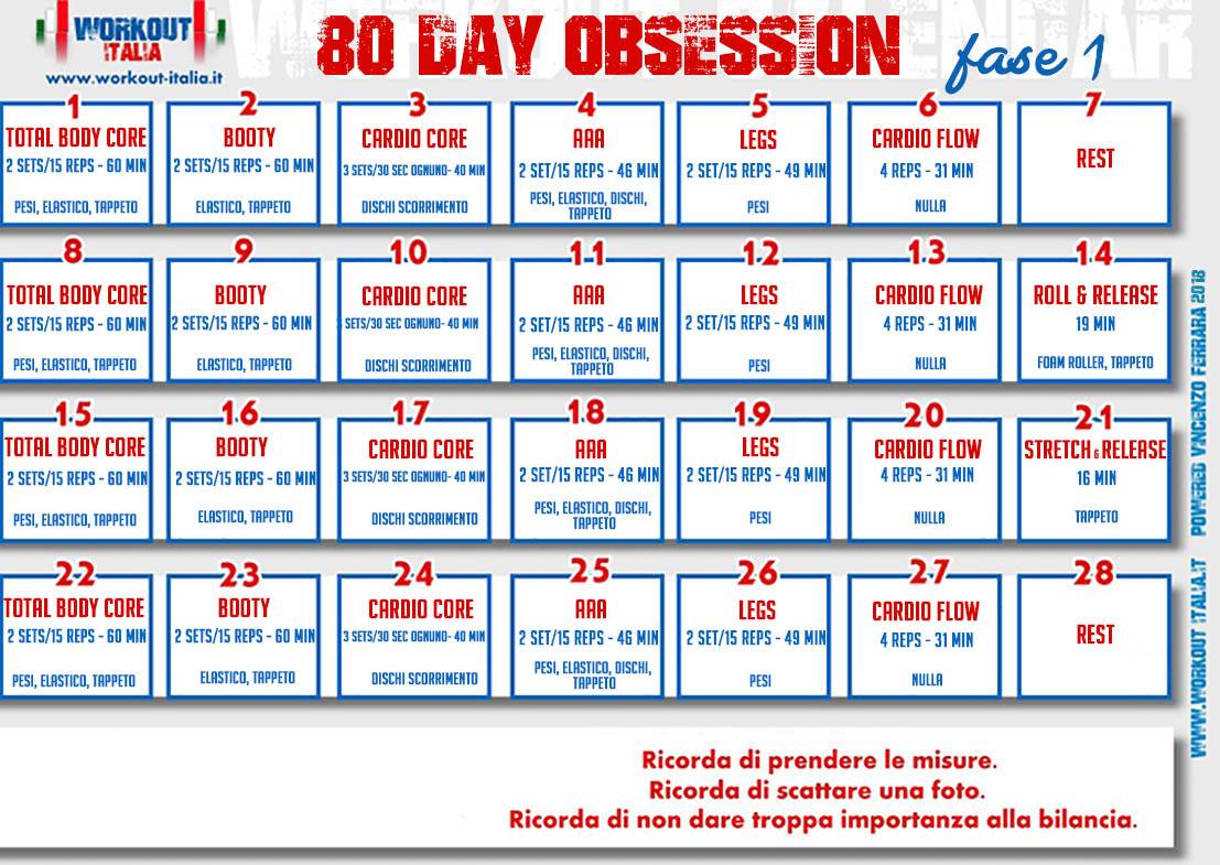 80 Day Obsession Workout Calendar