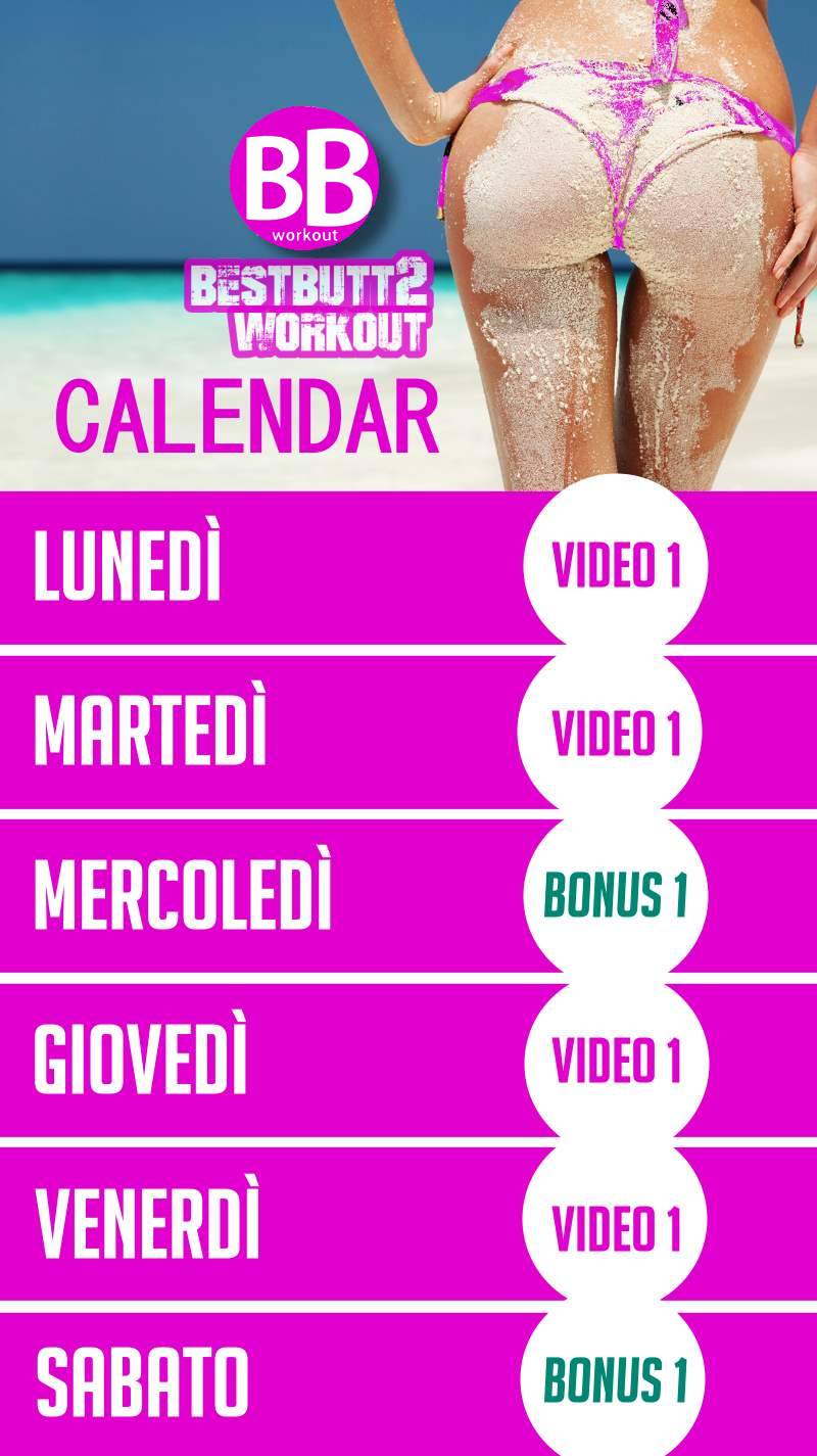 BB workout, calendario prima settimana